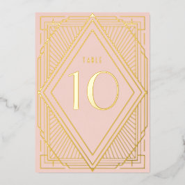 Art Deco Diamond Blush Wedding Table Number Folie Uitnodiging