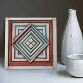 Art Deco Diamond Diepte Gedempte Blauwgroen Roest Tegeltje