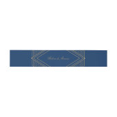 Art Deco Diamond Navy Blue en Gold Wedding Uitnodigingen Wikkel (Vlak)