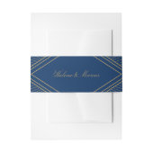 Art Deco Diamond Navy Blue en Gold Wedding Uitnodigingen Wikkel (Voorkant Voorbeeld)