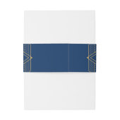 Art Deco Diamond Navy Blue en Gold Wedding Uitnodigingen Wikkel (Achterkant Voorbeeld)