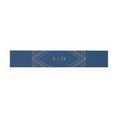 Art Deco Diamond Navy Blue Gold Wedding Uitnodigingen Wikkel (Vlak)