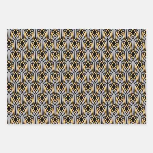 Art Deco Diamond Patroon Wrapping Papier Blad Inpakpapier Vel (Voorkant 3)