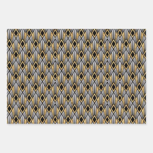 Art Deco Diamond Patroon Wrapping Papier Blad Inpakpapier Vel (Voorkant 2)