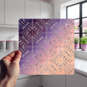 Art Deco Diamond Pattern Purple Peach Ombre Tegeltje