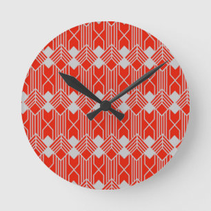 Art Deco Diamond Shapes en Lines Ronde Klok