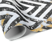 Art Deco Diamond Triangles Black White Marble Cadeaupapier (Rol Hoek)