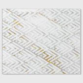 Art Deco Diamond Triangles Grey Gold White Marble Cadeaupapier (Vlak)