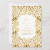 Art Deco Diamond White en Gold Wedding Kaart (Voorkant)