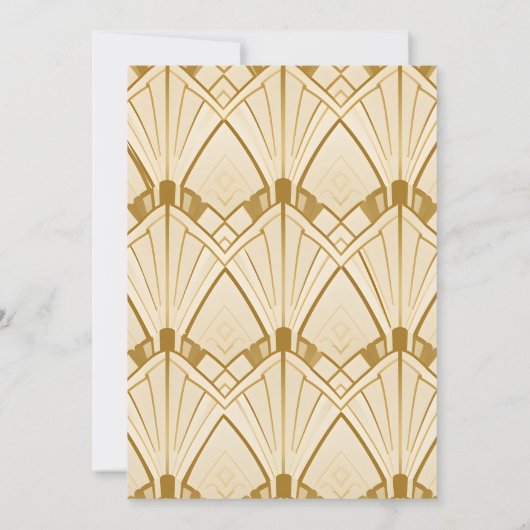 Art Deco Diamond White en Gold Wedding Kaart (Achterkant)