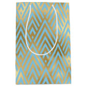 Art Deco Diamonds, Blauwgroen & Gold Pattern Medium Cadeauzakje (Voorkant)