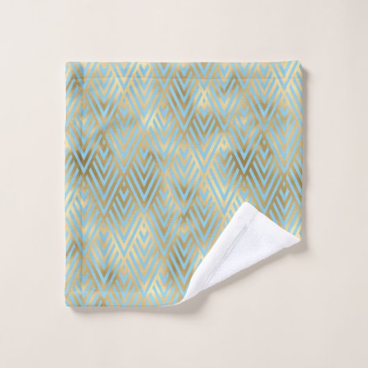 Art Deco Diamonds Patroon, Blauwgroen & goud Bad Handdoek (Wasdoekje)
