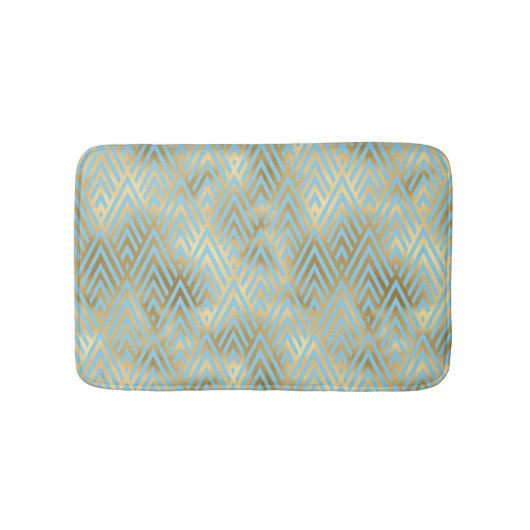 Art Deco Diamonds Patroon, Blauwgroen & goud Badmat (Voorkant)