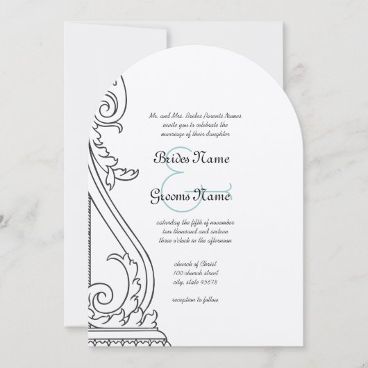 Art Deco Die Cut Wedding Invitation Kaart (Voorkant)