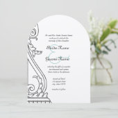 Art Deco Die Cut Wedding Invitation Kaart (Staand voorkant)