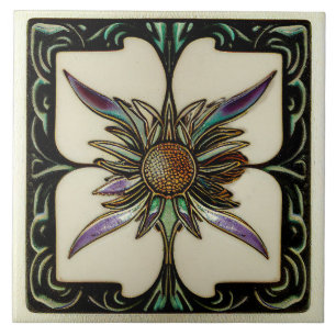Art Deco Distel Wanddecoratie Art Nouveau Tegeltje