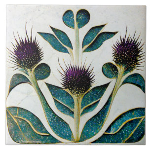 Art Deco Distel Wanddecoratie Art Nouveau Tegeltje