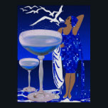 ART DECO Diva LADY Blue Champagne Poster<br><div class="desc">Poster ART DECO Poster Diva Fabulous Diva LADY Blue Champagne</div>