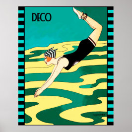 Art Deco Diver (Hoesje van het Sociaal Tijdschrift Poster