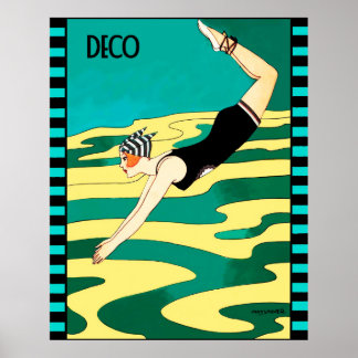 Art Deco Diver (Hoesje van het Sociaal Tijdschrift Poster