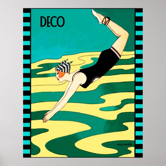 Art Deco Diver (Hoesje van het Sociaal Tijdschrift Poster (Voorkant)