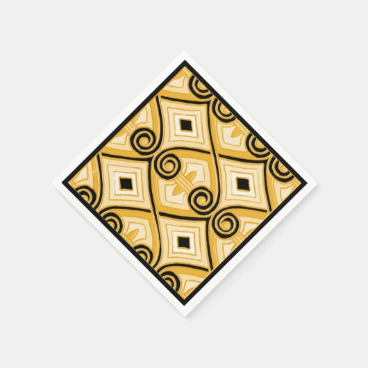 Art Deco Doet Perzië (Geel en Zwart) Servetten (Hoek)