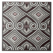 Art Deco doet Perzië (Grijs, Oxbloed, Mauve) Tegeltje (Voorkant)