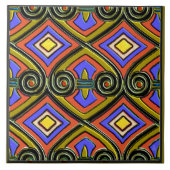 Art Deco doet Perzië (heldere multi-kleur) Tegeltje (Voorkant)