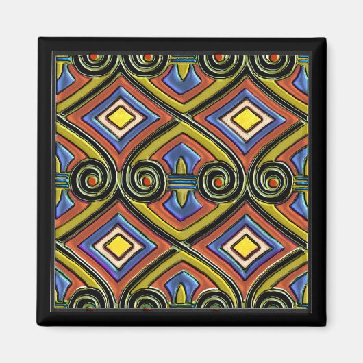 Art Deco doet Perzië (Multi-Color) Magneet (Voorkant)