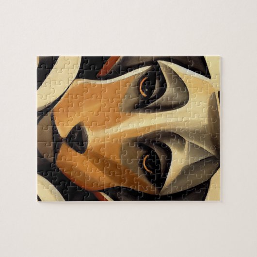 Art Deco Dog Face Legpuzzel (Horizontaal)
