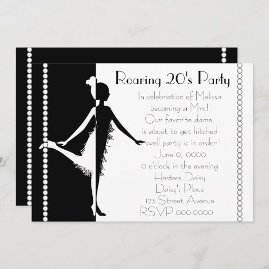 Art Deco Doll met parels Kaart (Voorkant / Achterkant)