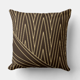 Art Deco donkerbruine en gouden sierkussen