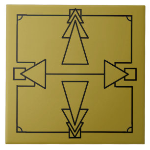 Art Deco Double Arrow op Black en Gold Tile Tegeltje
