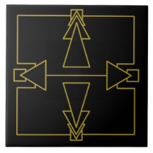 Art Deco Double Arrow Tegel Gold en Black