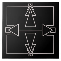 Art Deco Double Arrow-Tegel Silver en Black