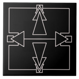 Art Deco Double Arrow-Tegel Silver en Black Tegeltje