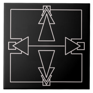 Art Deco Double Arrow-Tegel Silver en Black Tegeltje