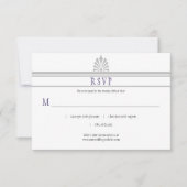 Art Deco Dove Grey en Paarse RSVP | (Voorkant)