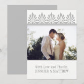 Art Deco Dove Grey en White Foto Dank u | Bedankkaart (Voorkant / Achterkant)