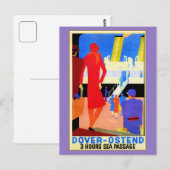 art deco Dover Ostend North Zee Ferry Briefkaart (Voorkant / Achterkant)