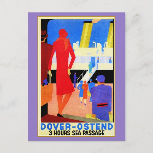 art deco Dover Ostend North Zee Ferry Briefkaart (Voorkant)