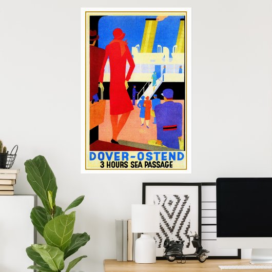  art deco Dover Ostend North Zee Ferry Poster (Thuiskantoor)