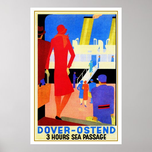  art deco Dover Ostend North Zee Ferry Poster (Voorkant)