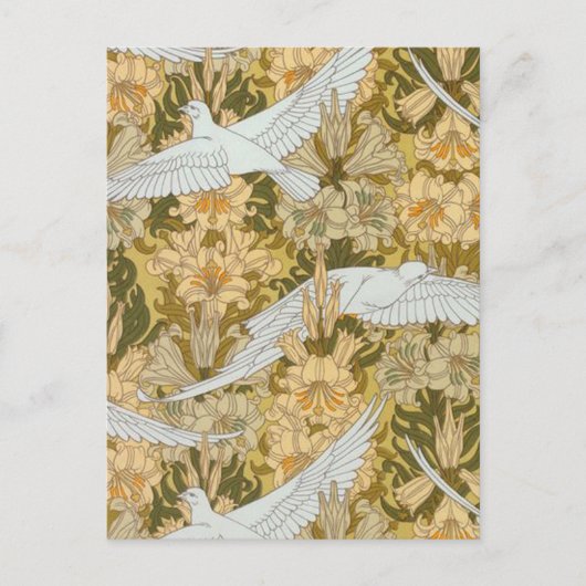 Art Deco Doves en Flowers Briefkaart (Voorkant)