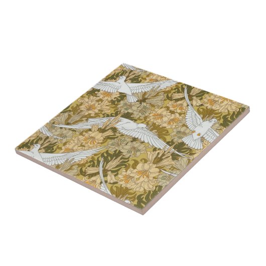  Art Deco Doves en Flowers Tegeltje (Zijkant)