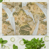 Art Deco Doves en Flowers Theedoek (Gevouwen)
