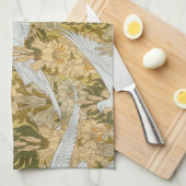 Art Deco Doves en Flowers Theedoek (Quarter Fold)