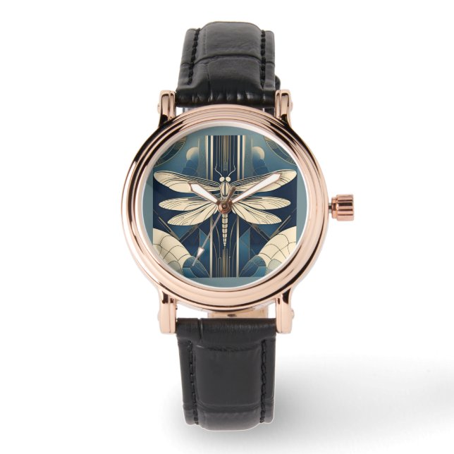 Art Deco Dragonfly eWatch kijken Horloge (Voorkant)
