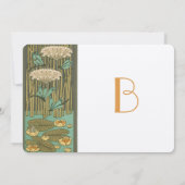 Art Deco Dragonfly Lily Pad Fairytale Wedding Kaart (Achterkant)