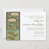 Art Deco Dragonfly Lily Pad Fairytale Wedding Kaart (Voorkant)